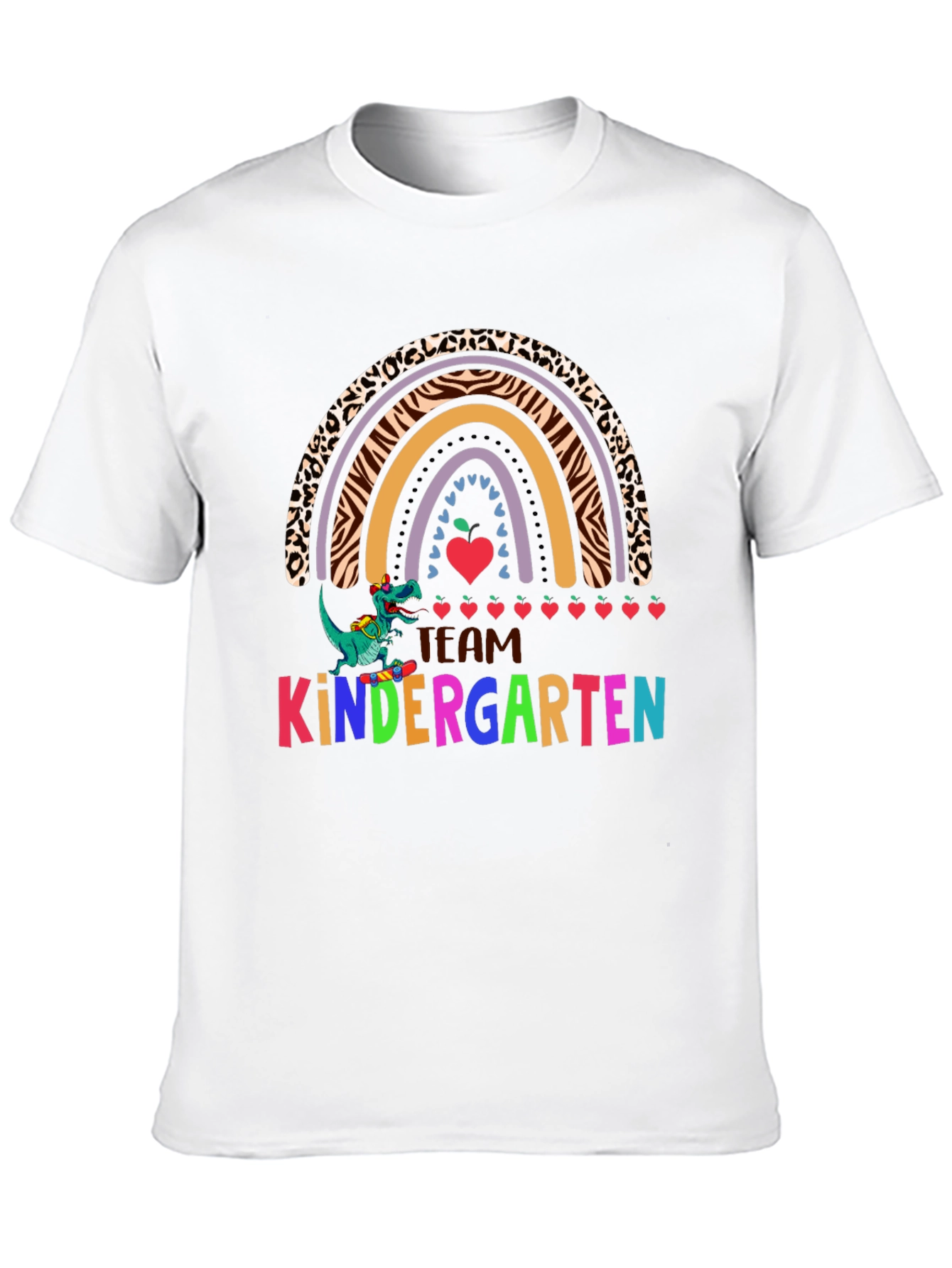 Team Kindergarten Dinosaur Rainbow Teacher T-Shirt