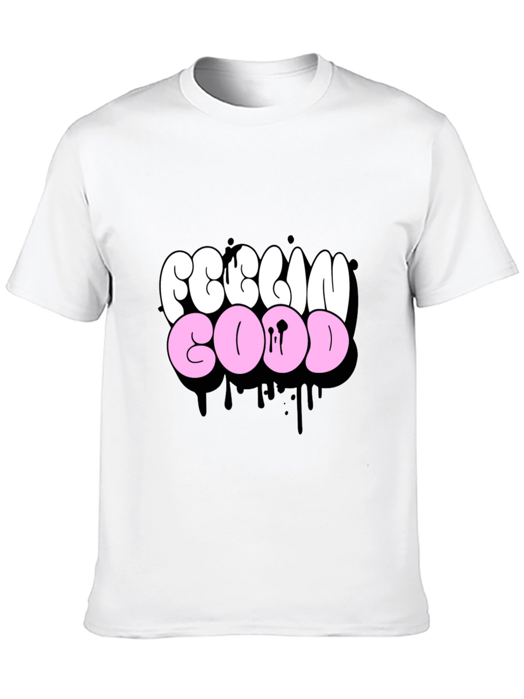 Feelin Good Graphic Tee - Black Crew Neck T-Shirt