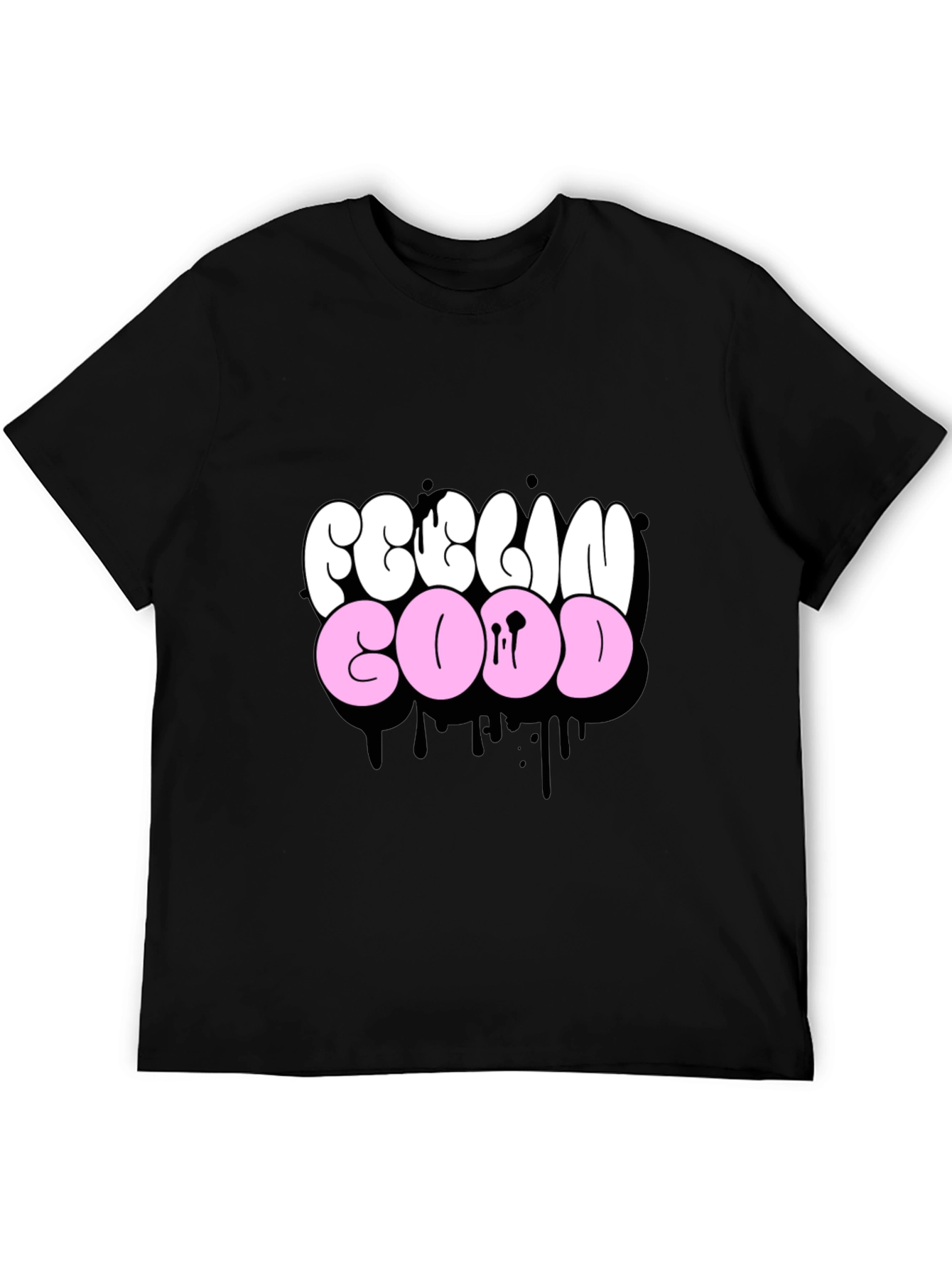 Feelin Good Graphic Tee - Black Crew Neck T-Shirt