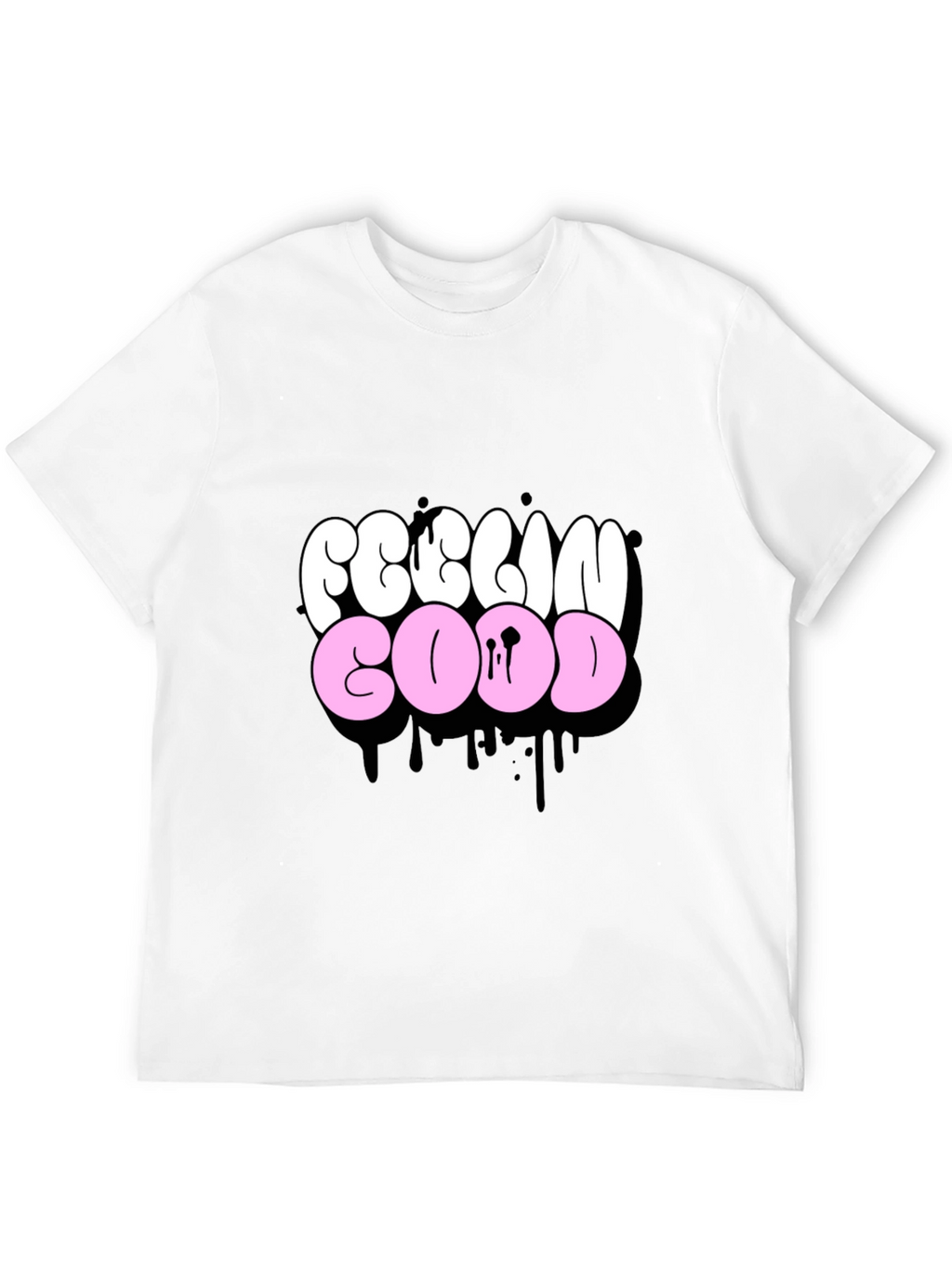 Feelin Good Graphic Tee - Black Crew Neck T-Shirt