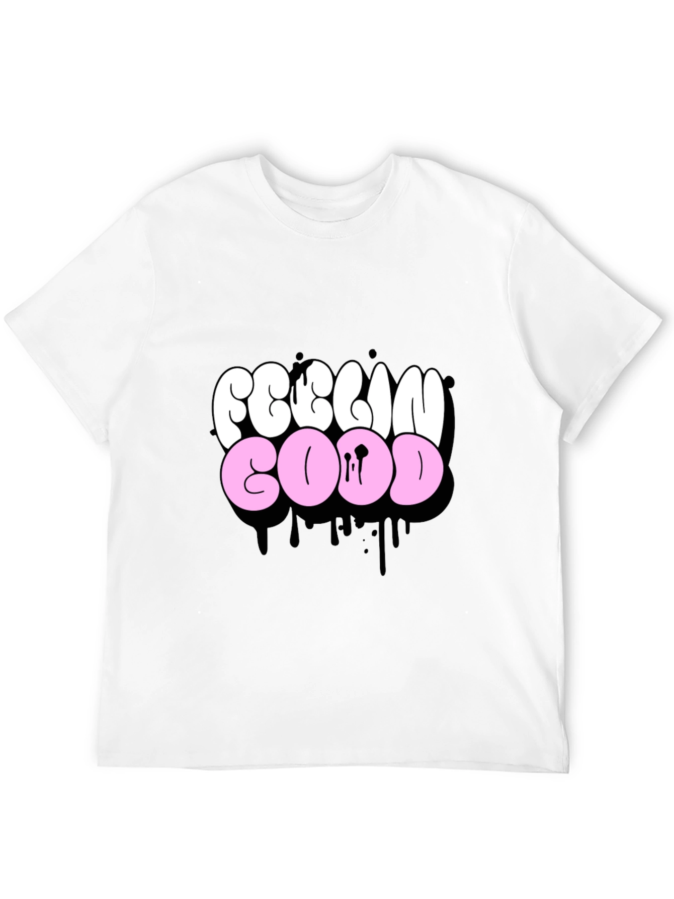 Feelin Good Graphic Tee - Black Crew Neck T-Shirt