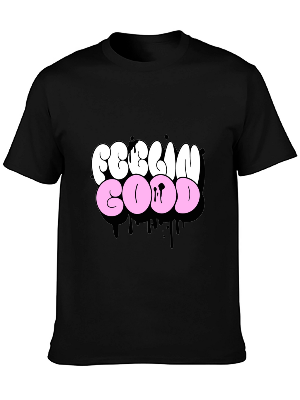 Feelin Good Graphic Tee - Black Crew Neck T-Shirt