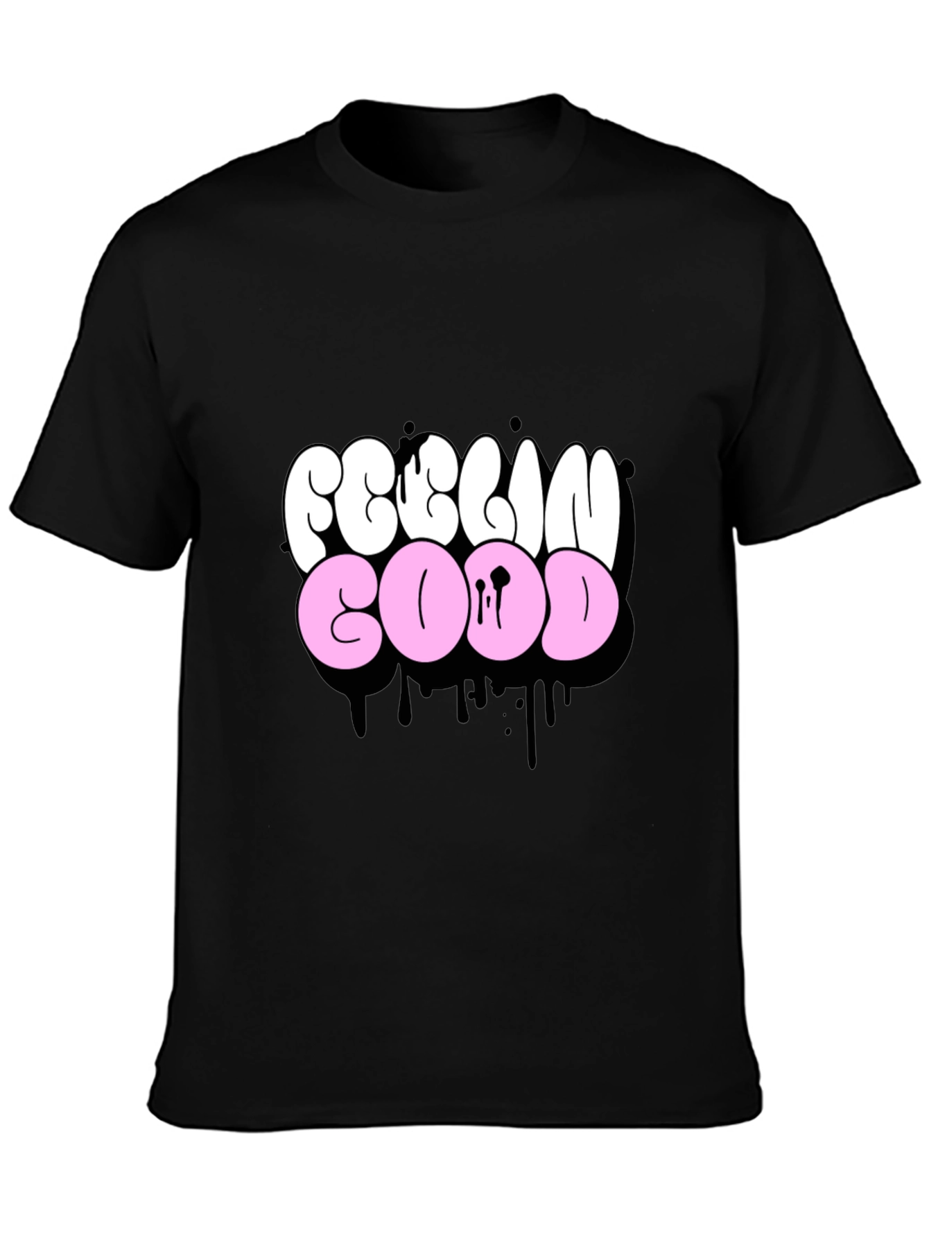 Feelin Good Graphic Tee - Black Crew Neck T-Shirt