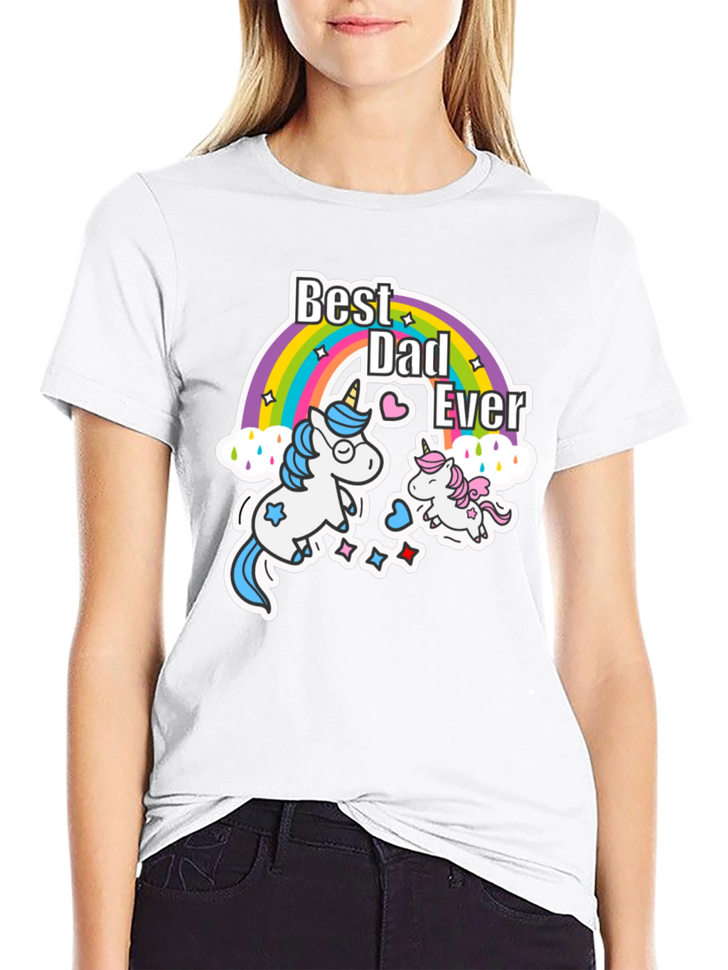Best Dad Ever Unicorn Rainbow T-Shirt
