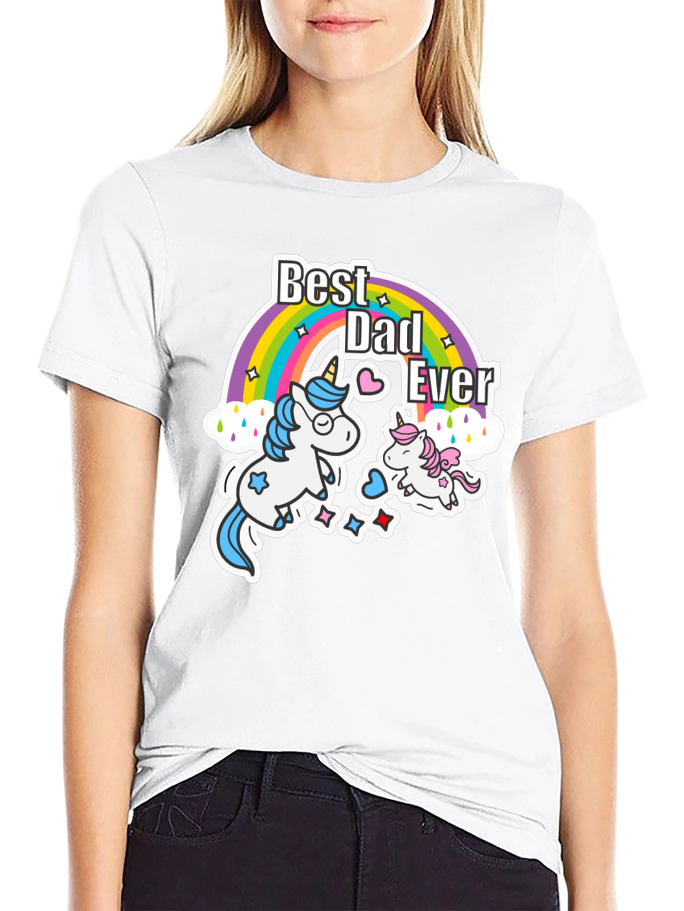 Best Dad Ever Unicorn Rainbow T-Shirt
