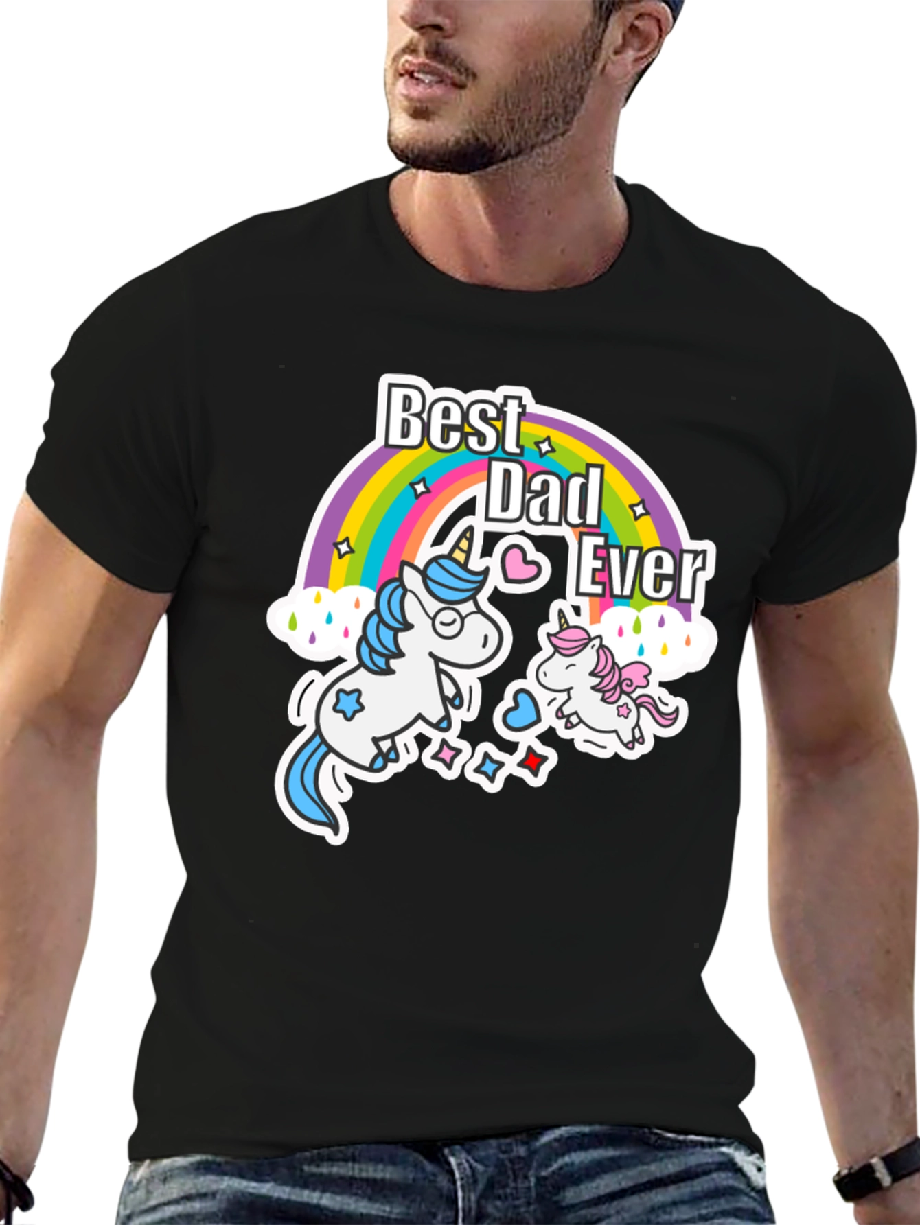 Best Dad Ever Unicorn Rainbow T-Shirt