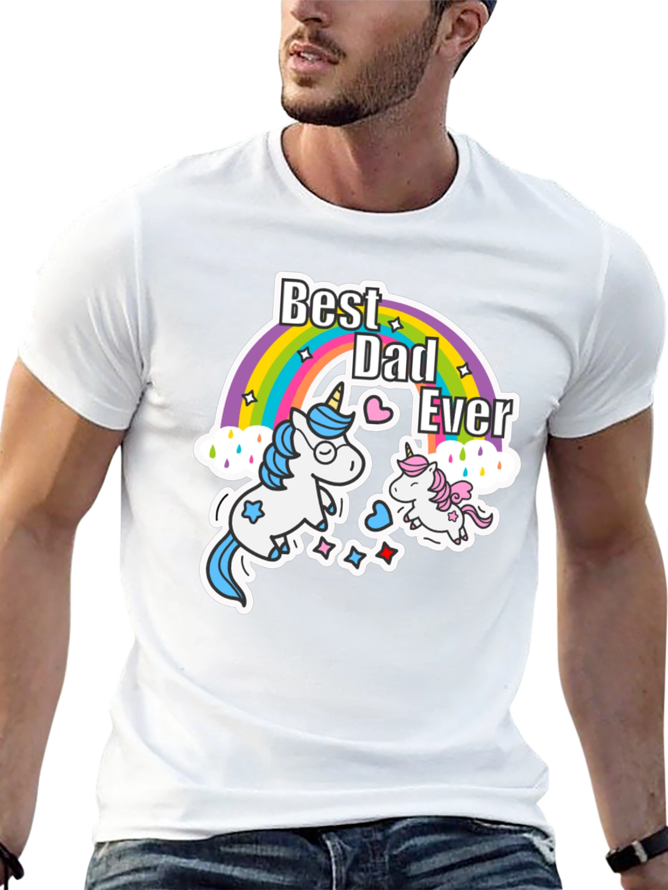Best Dad Ever Unicorn Rainbow T-Shirt