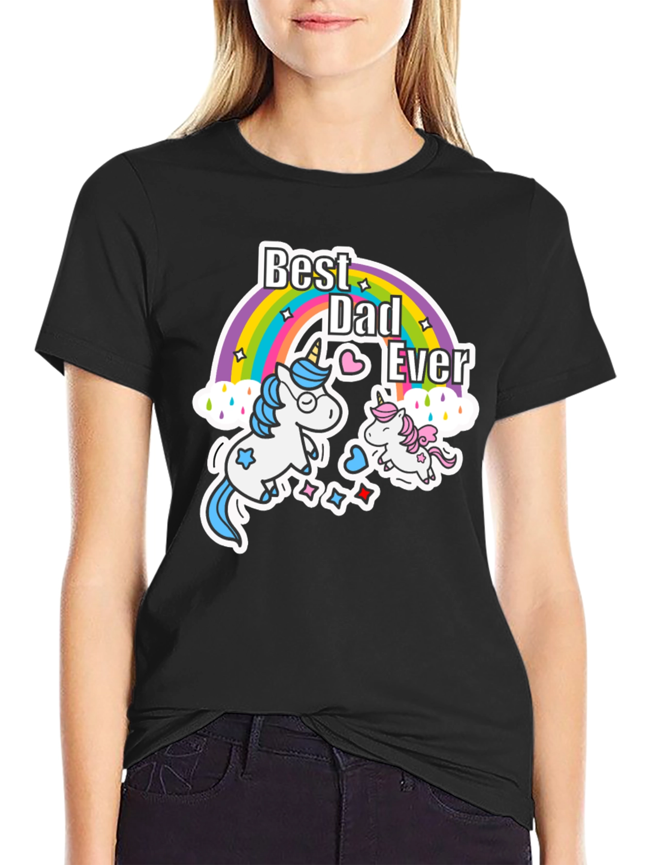 Best Dad Ever Unicorn Rainbow T-Shirt