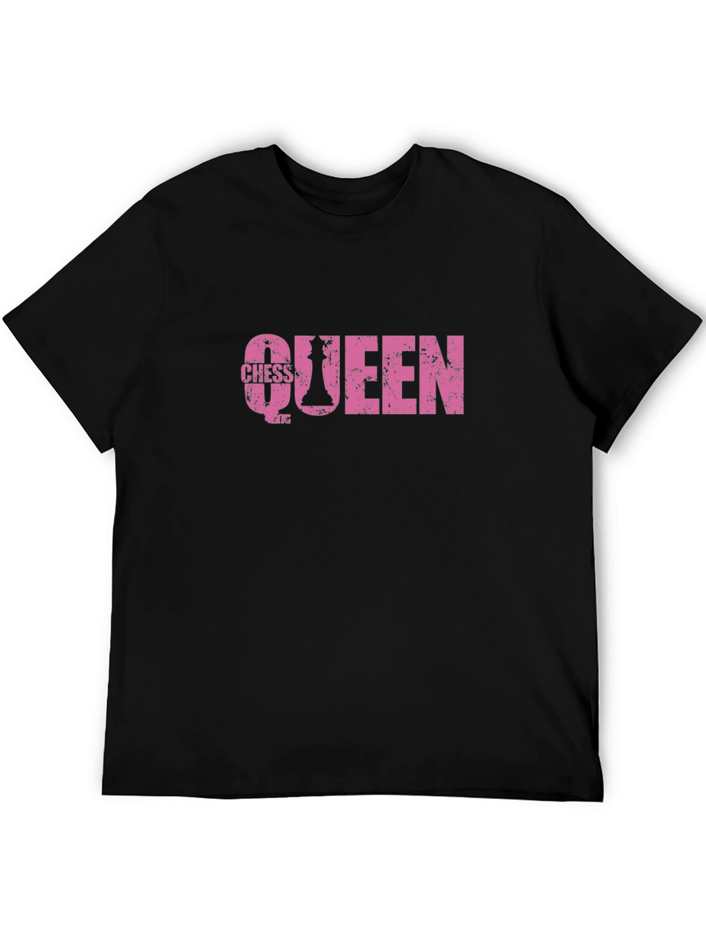 Chess Queen Graphic Tee - Pink Print Black Shirt