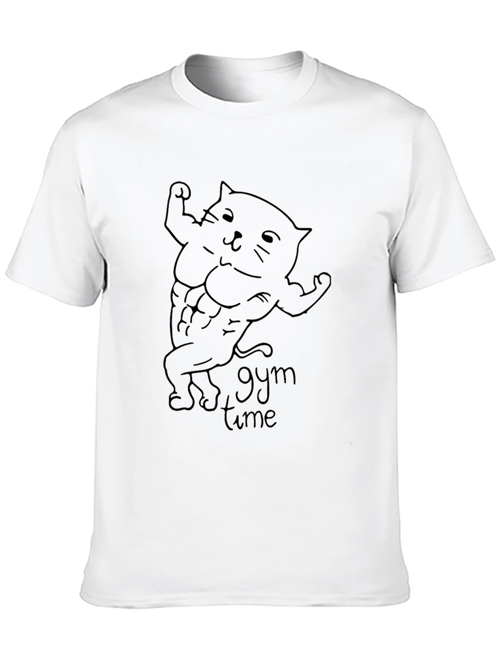 Gym Time Cat Graphic Tee - Black