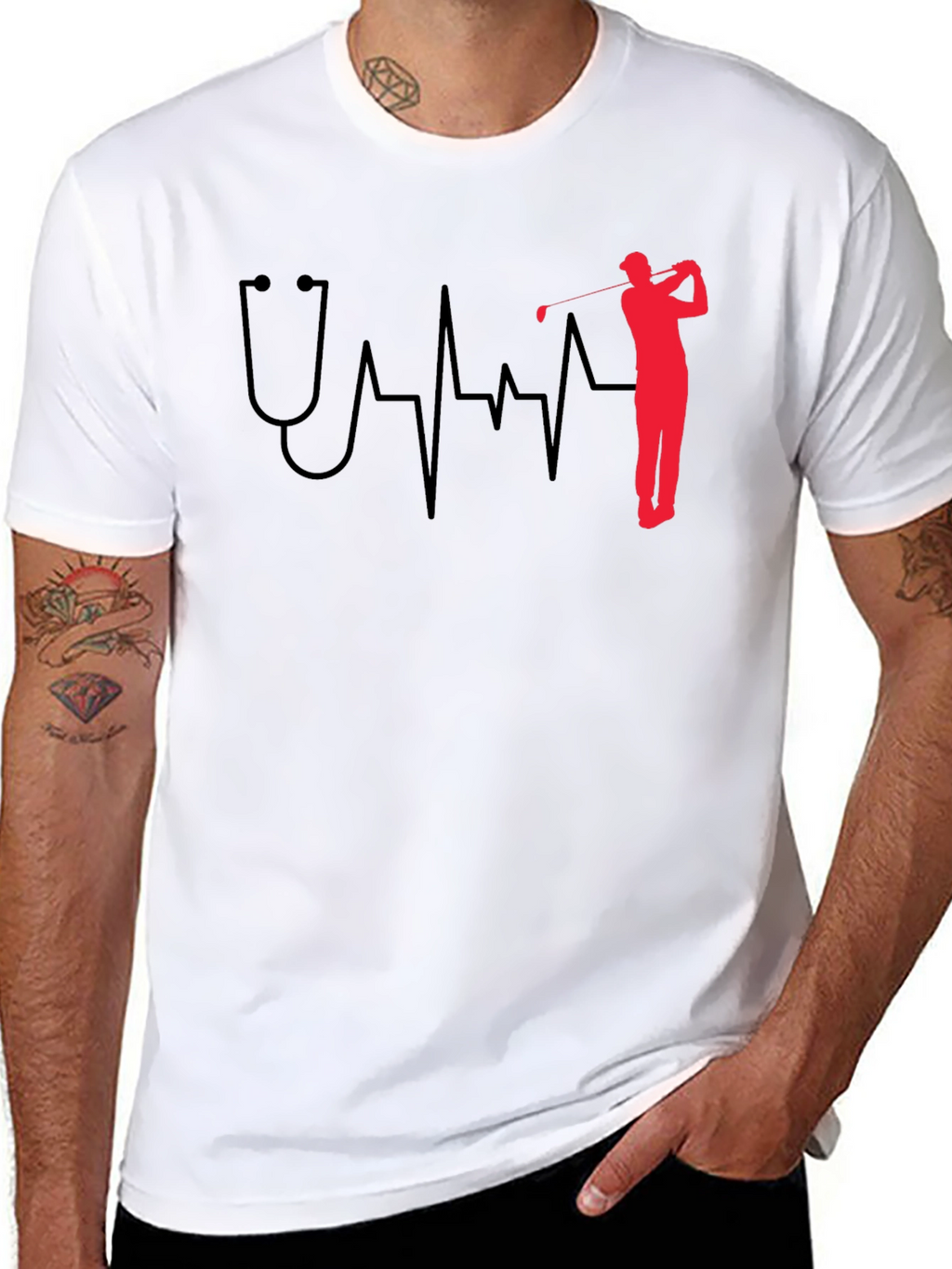 Doctor Golfer Heartbeat Graphic Tee
