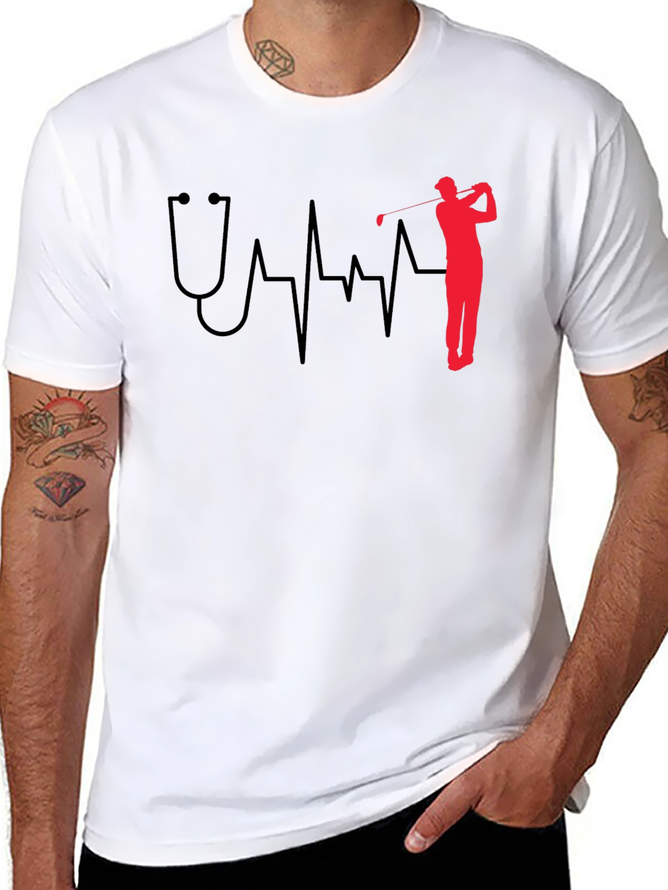 Doctor Golfer Heartbeat Graphic Tee