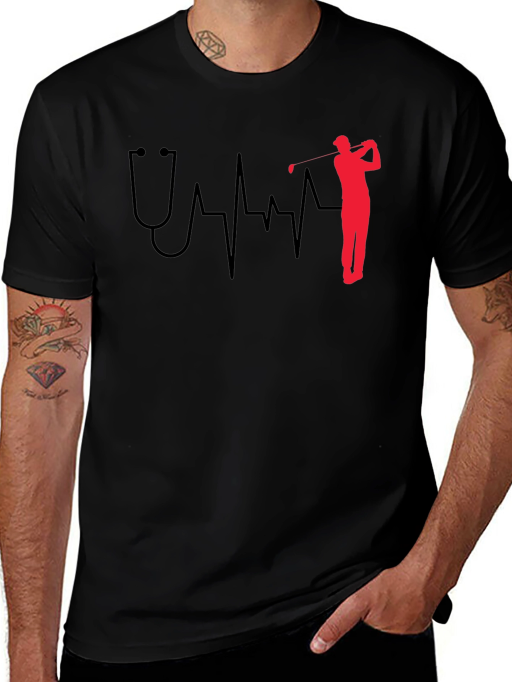 Doctor Golfer Heartbeat Graphic Tee