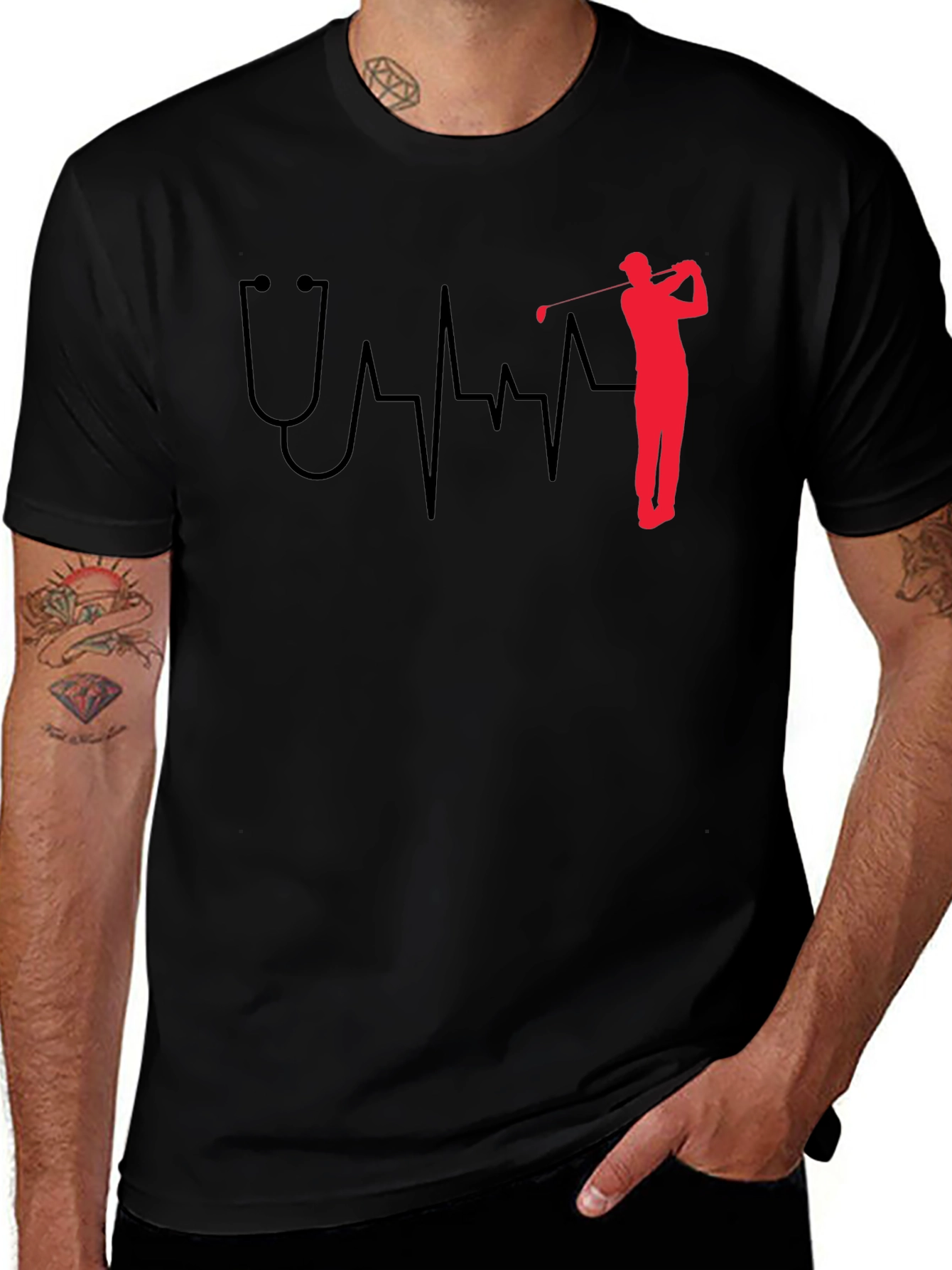 Doctor Golfer Heartbeat Graphic Tee