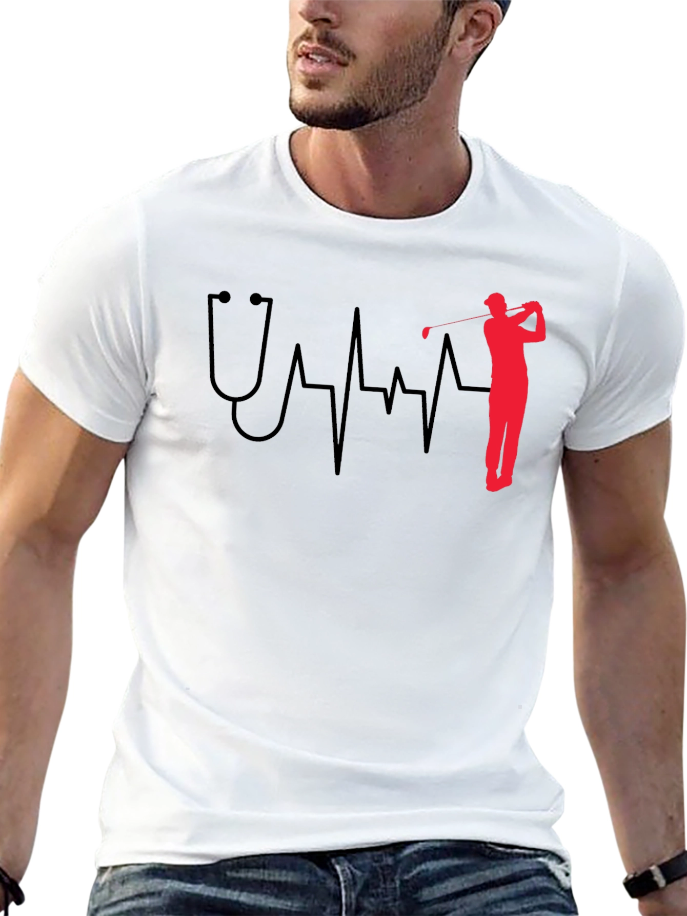 Doctor Golfer Heartbeat Graphic Tee