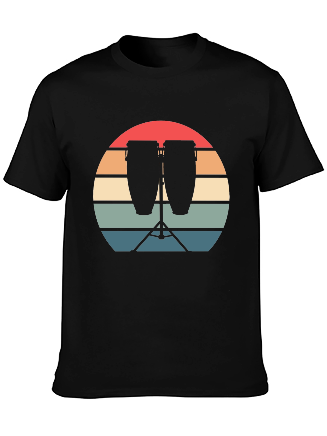 Retro Sunset Conga Drums Graphic Tee - Music Lover Shirt