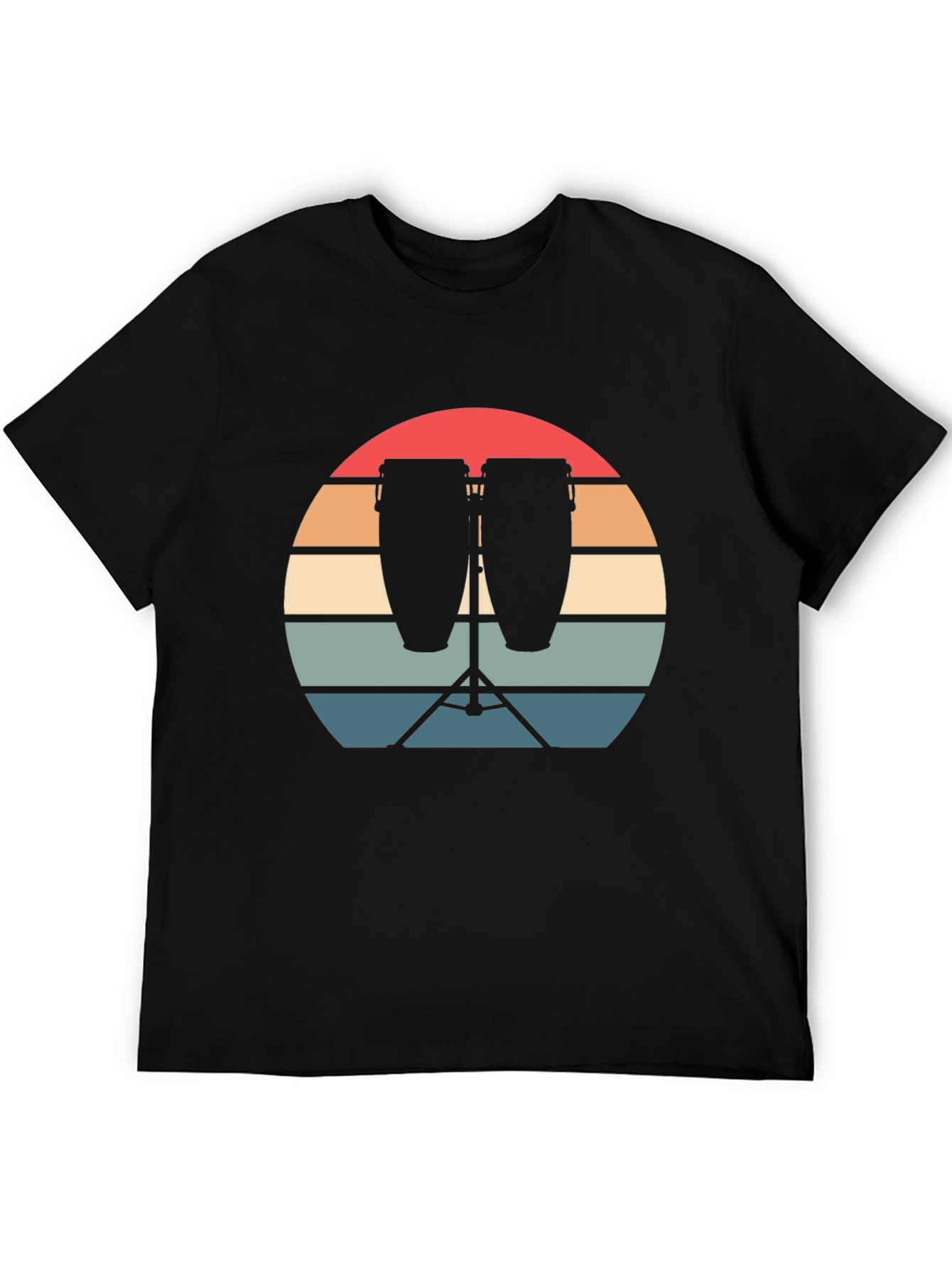 Retro Sunset Conga Drums Graphic Tee - Music Lover Shirt