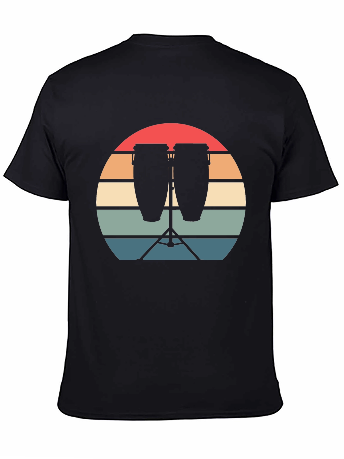 Retro Sunset Conga Drums Graphic Tee - Music Lover Shirt