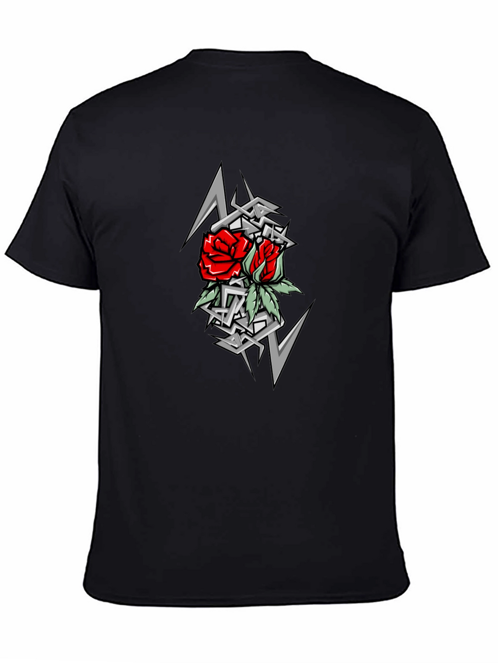 Rose Tattoo Graphic T-Shirt - Black