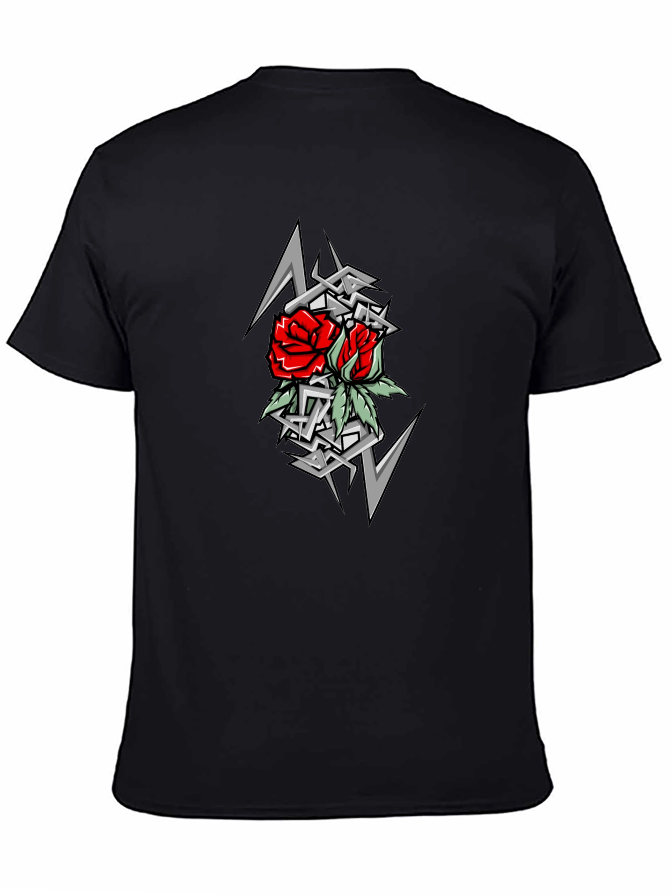 Rose Tattoo Graphic T-Shirt - Black