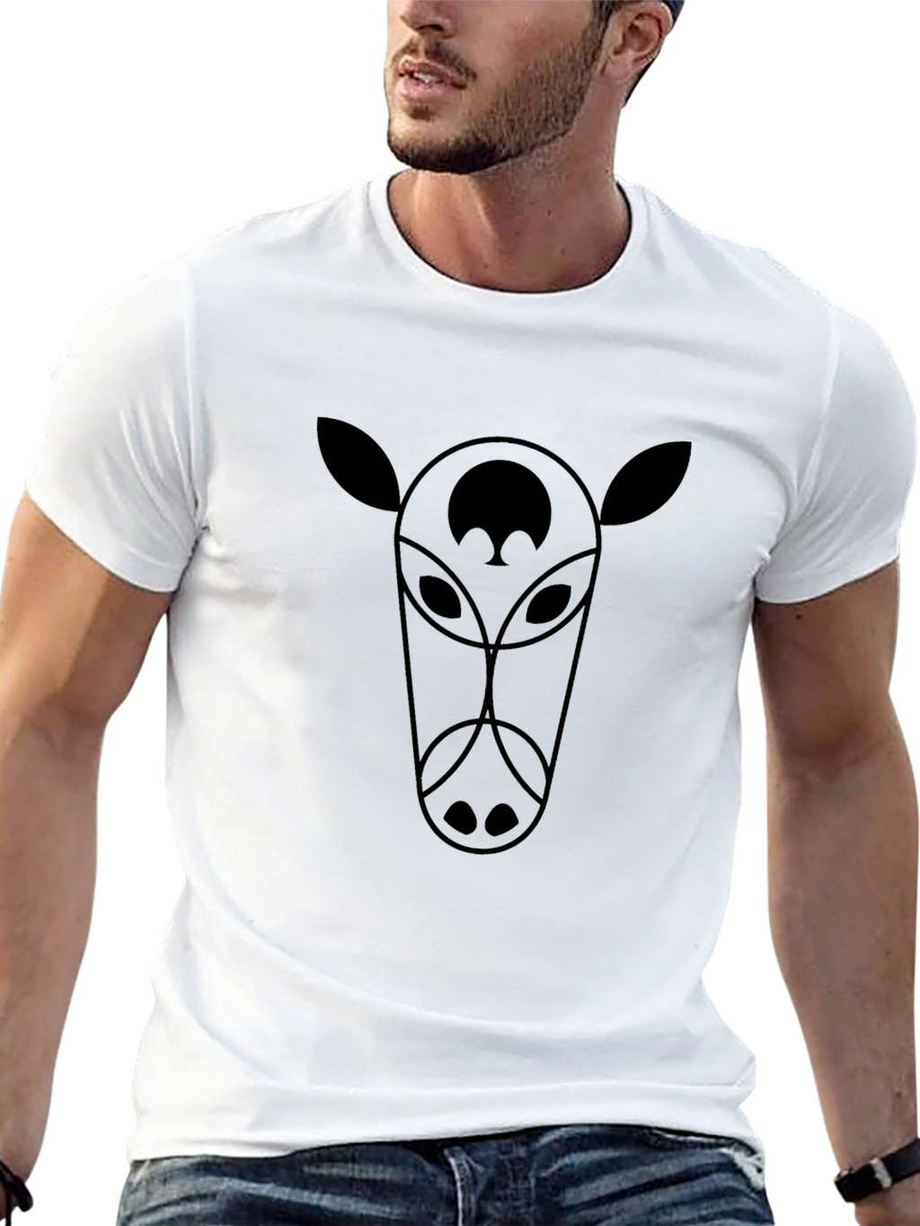 Geometric Animal Tee - Modern Black Graphic T-Shirt