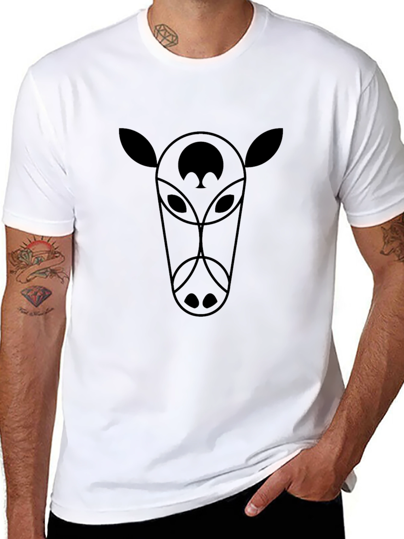 Geometric Animal Tee - Modern Black Graphic T-Shirt