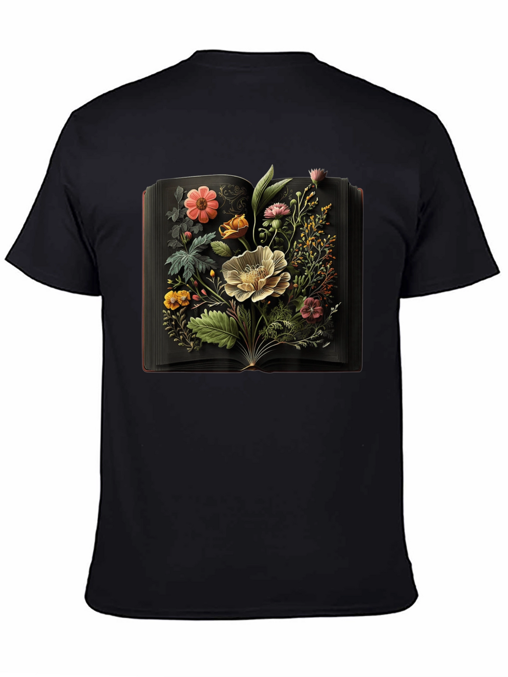 Floral Book T-Shirt - Artistic Botanical Design