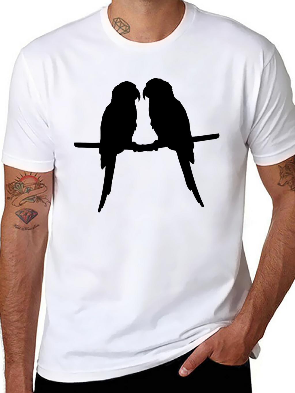 Silhouette Parrots Black T-Shirt