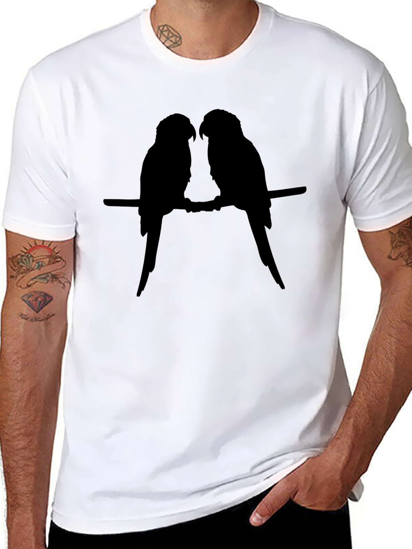 Silhouette Parrots Black T-Shirt