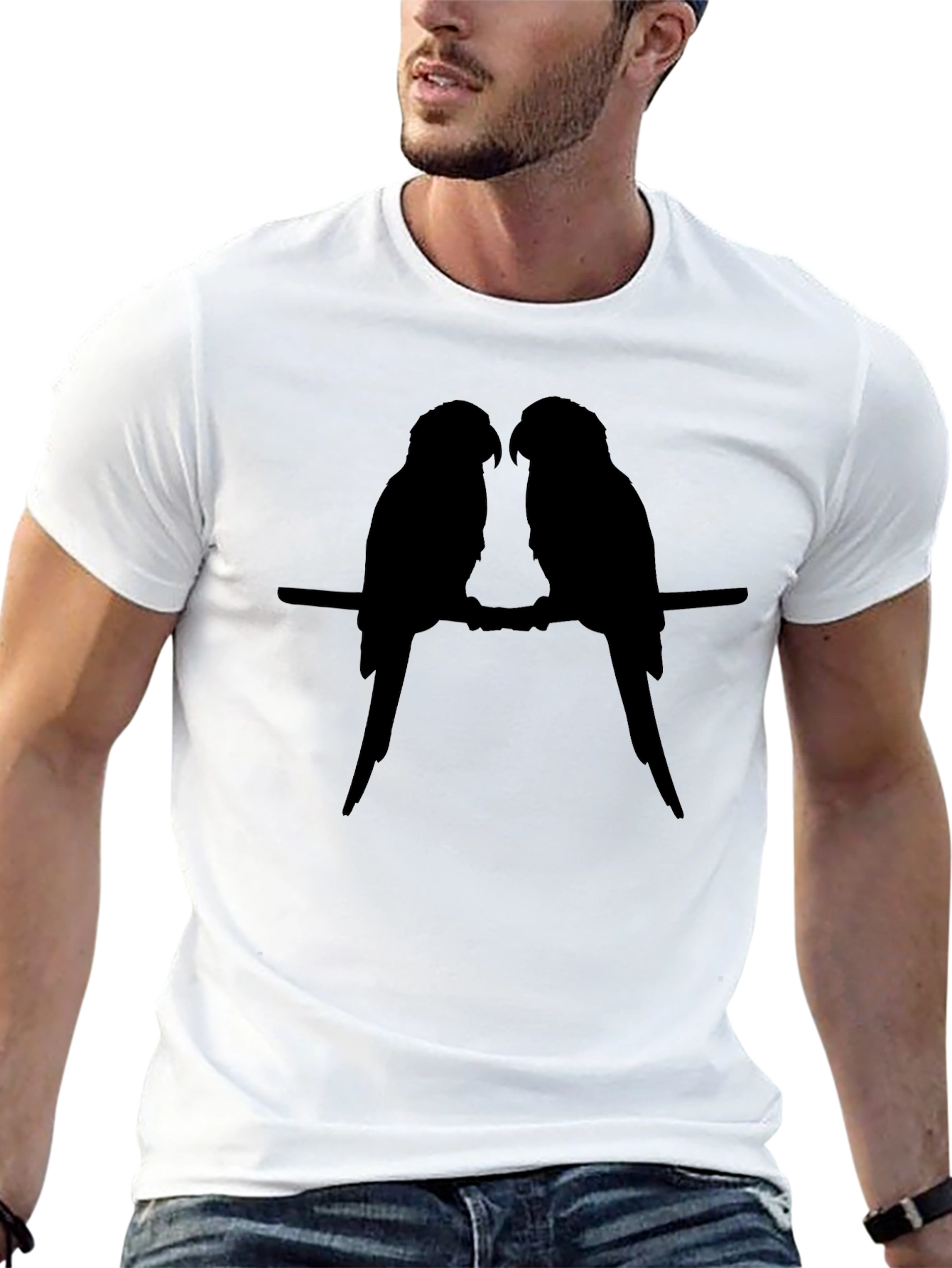 Silhouette Parrots Black T-Shirt