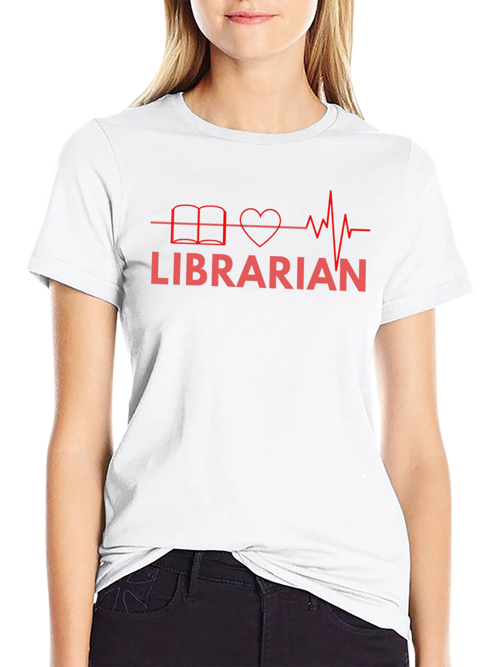 Librarian Heartbeat T-Shirt - Book Lover Graphic Tee