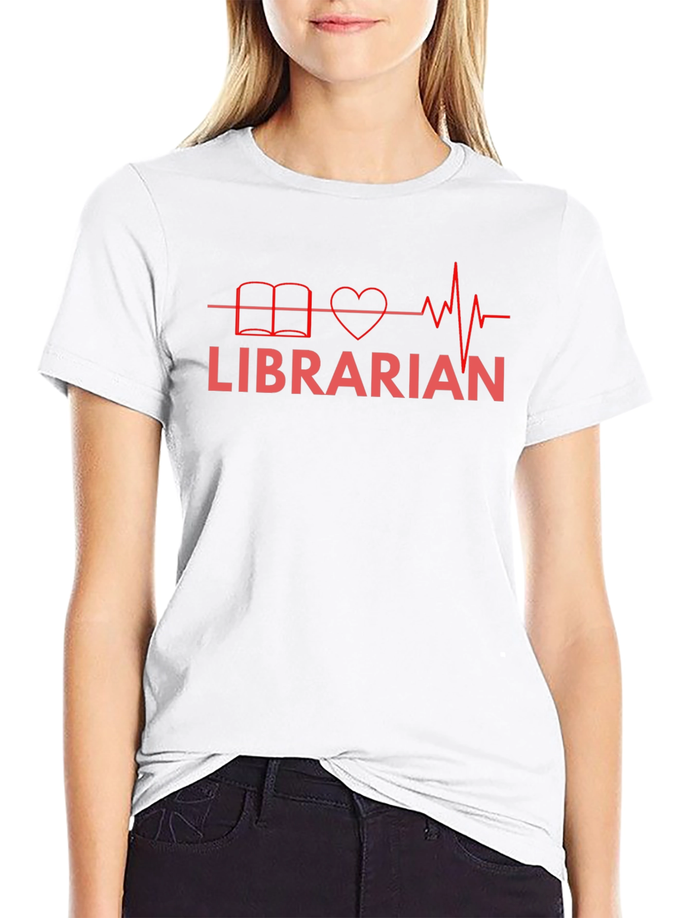 Librarian Heartbeat T-Shirt - Book Lover Graphic Tee
