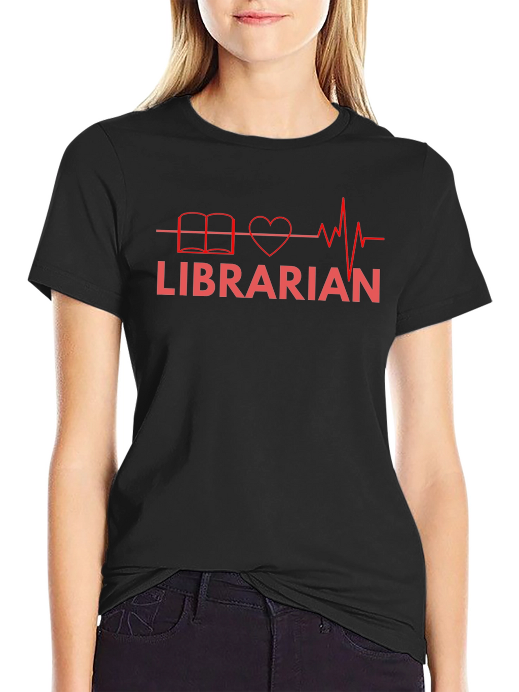 Librarian Heartbeat T-Shirt - Book Lover Graphic Tee