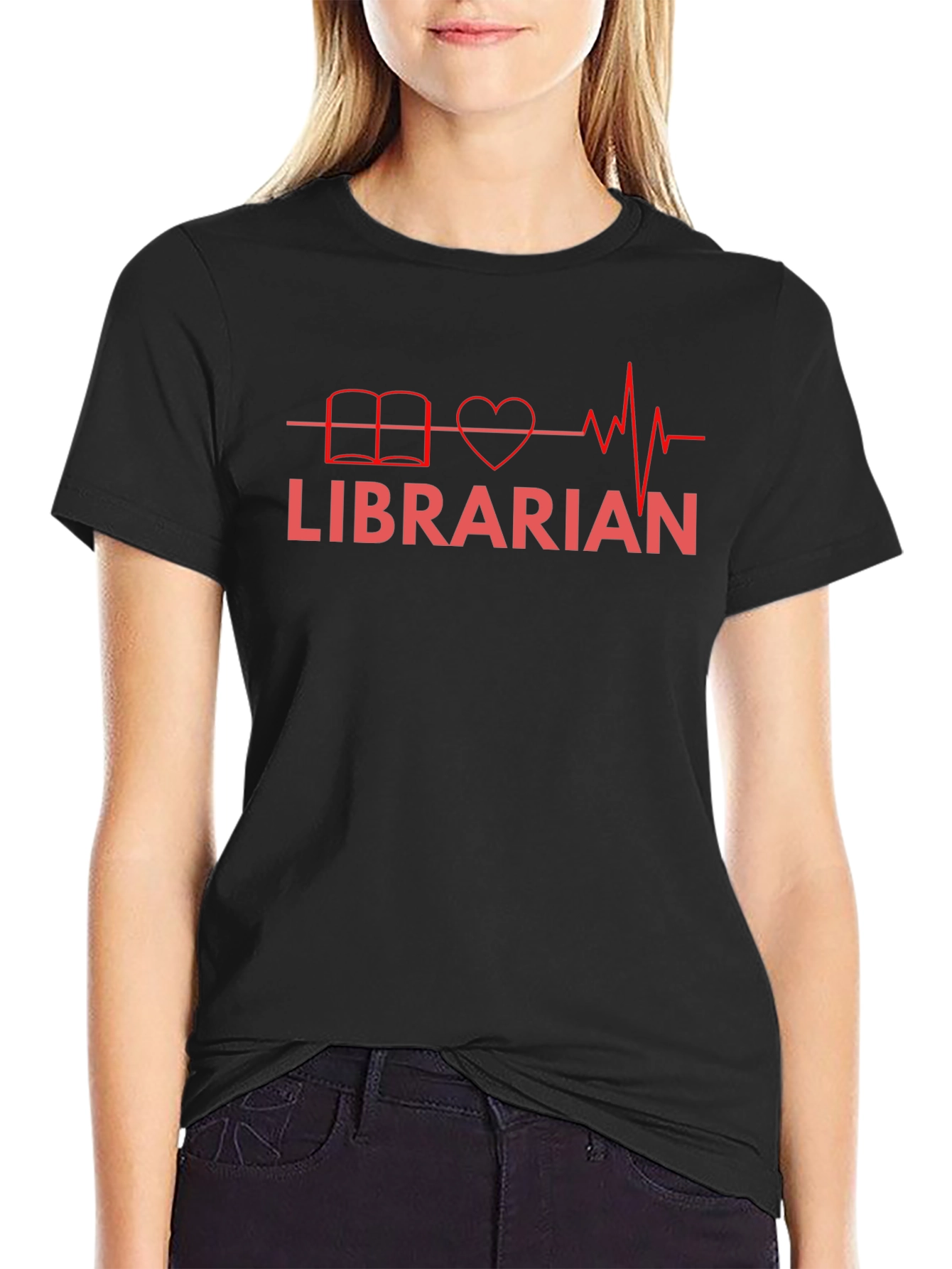 Librarian Heartbeat T-Shirt - Book Lover Graphic Tee