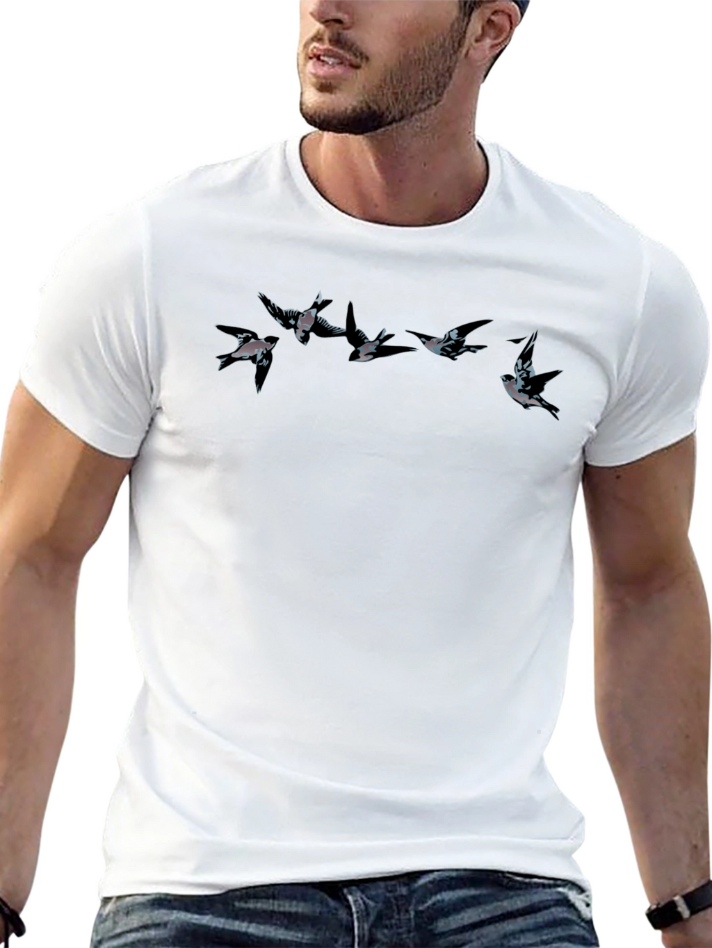 Swallow Birds Graphic Tee - Mens Black T-Shirt
