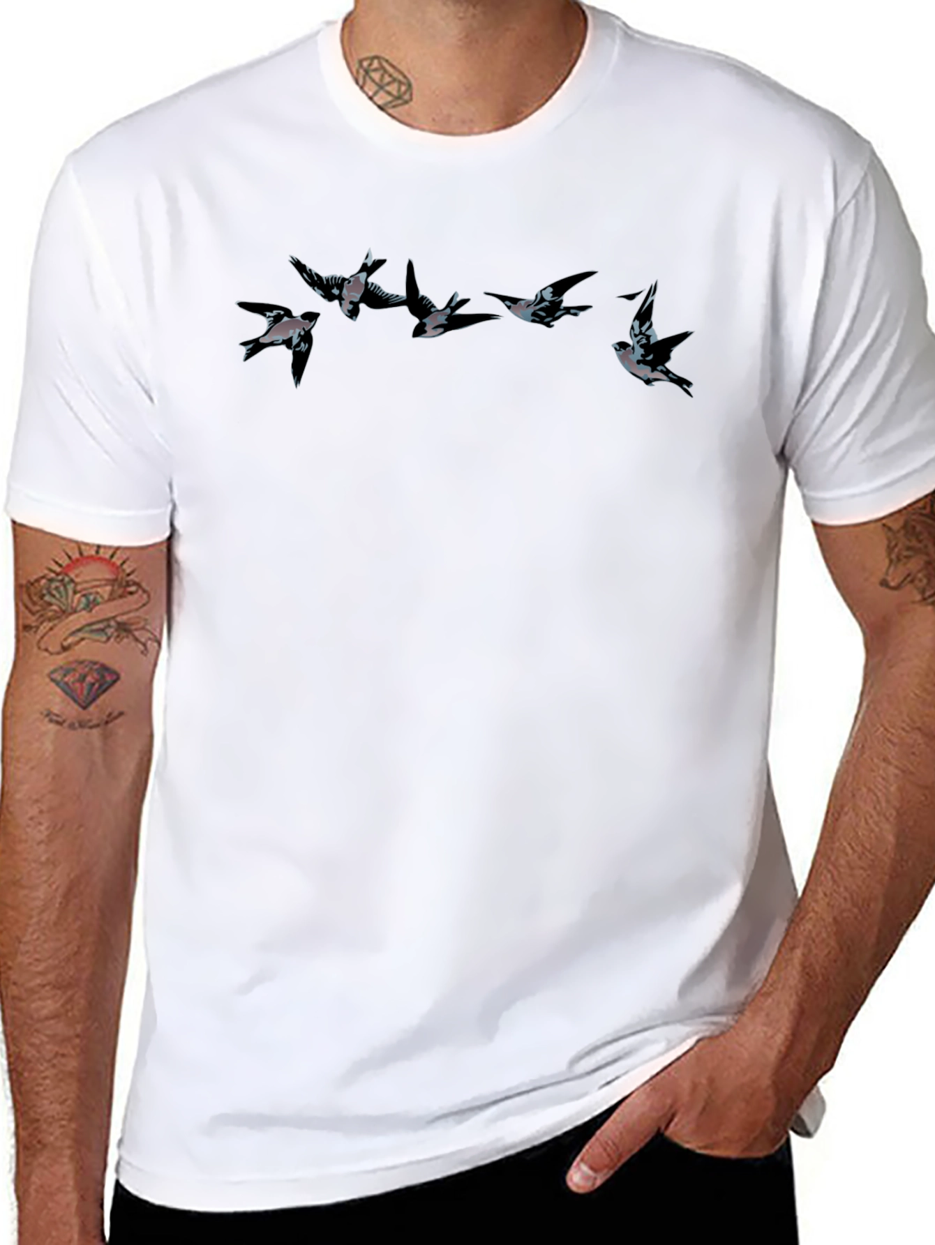 Swallow Birds Graphic Tee - Mens Black T-Shirt