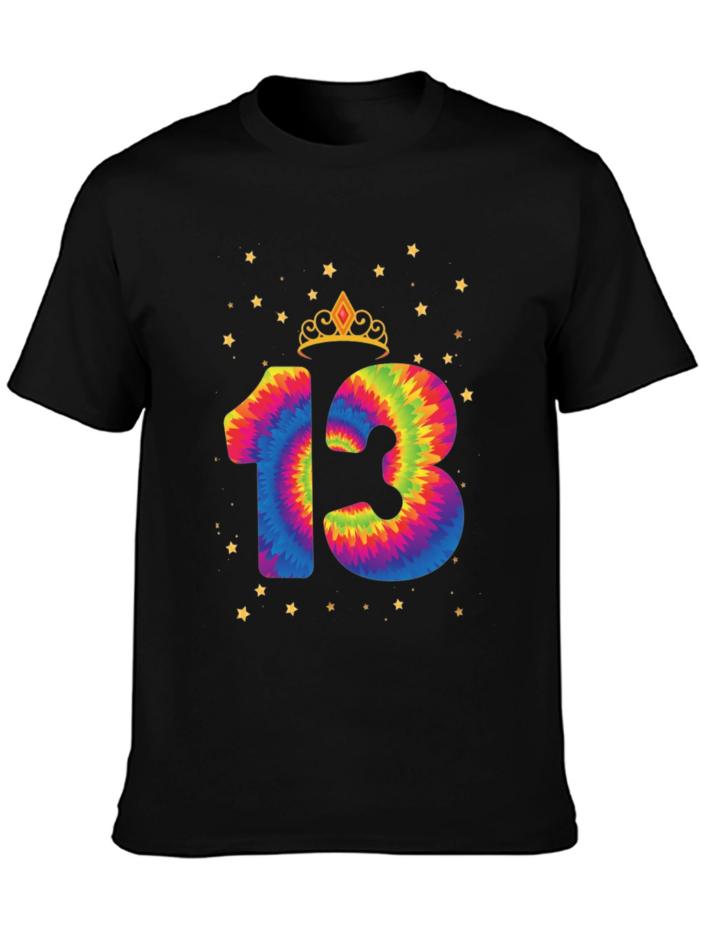 Tie Dye 13th Birthday Crown Star T-Shirt