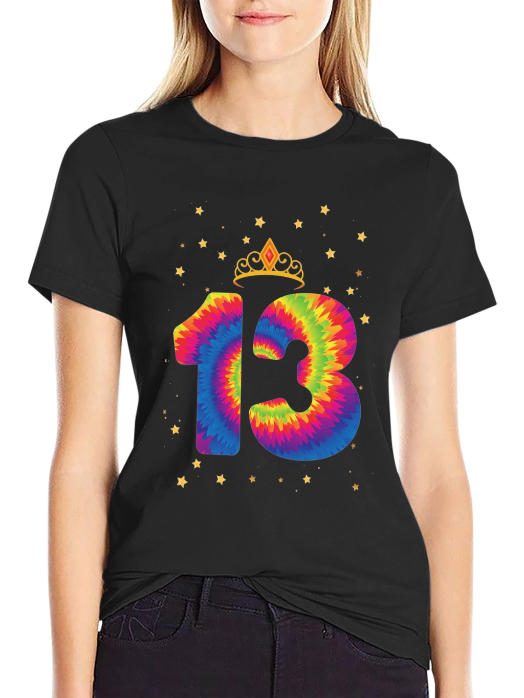 Tie Dye 13th Birthday Crown Star T-Shirt