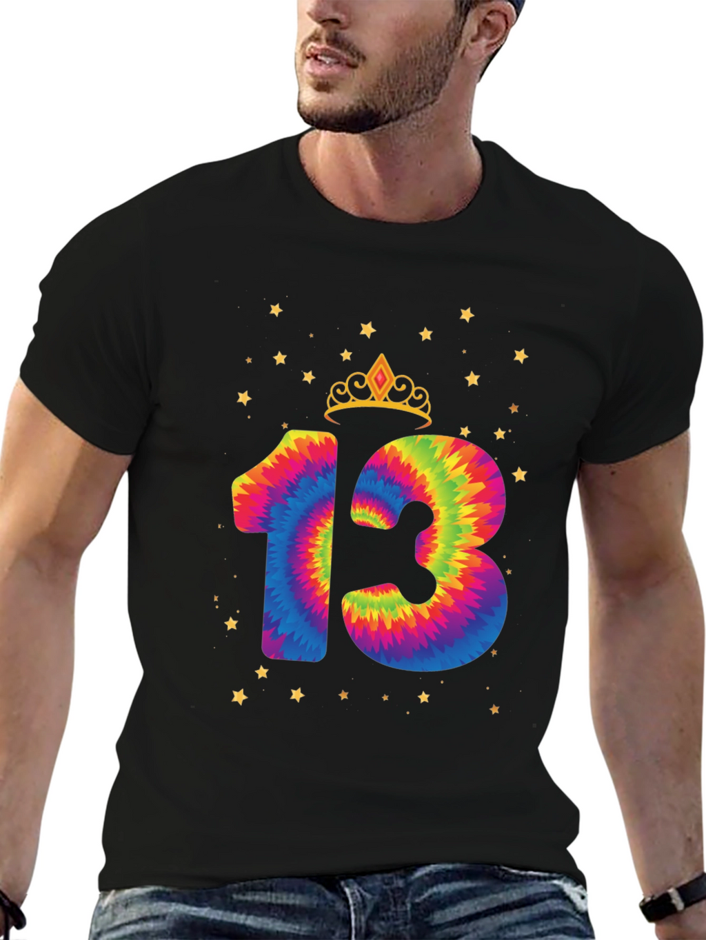 Tie Dye 13th Birthday Crown Star T-Shirt