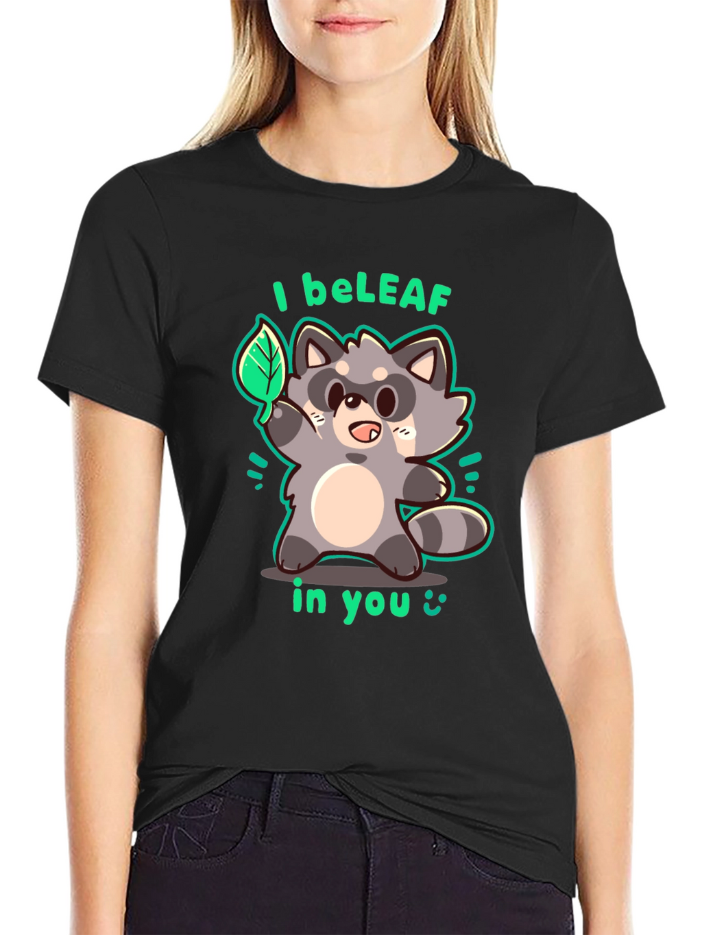 I beLEAF in You Raccoon Graphic T-Shirt
