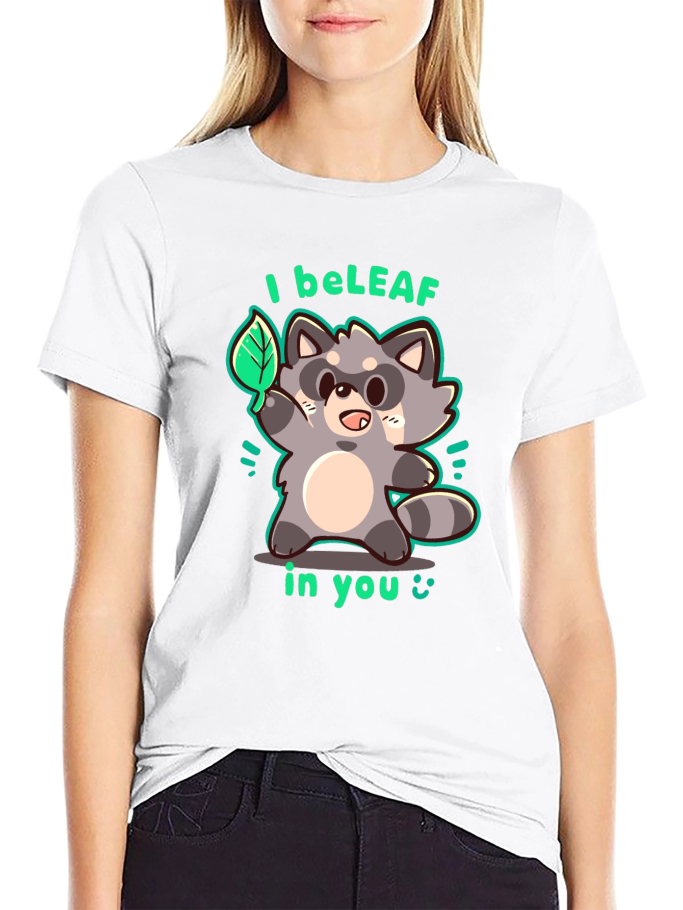 I beLEAF in You Raccoon Graphic T-Shirt