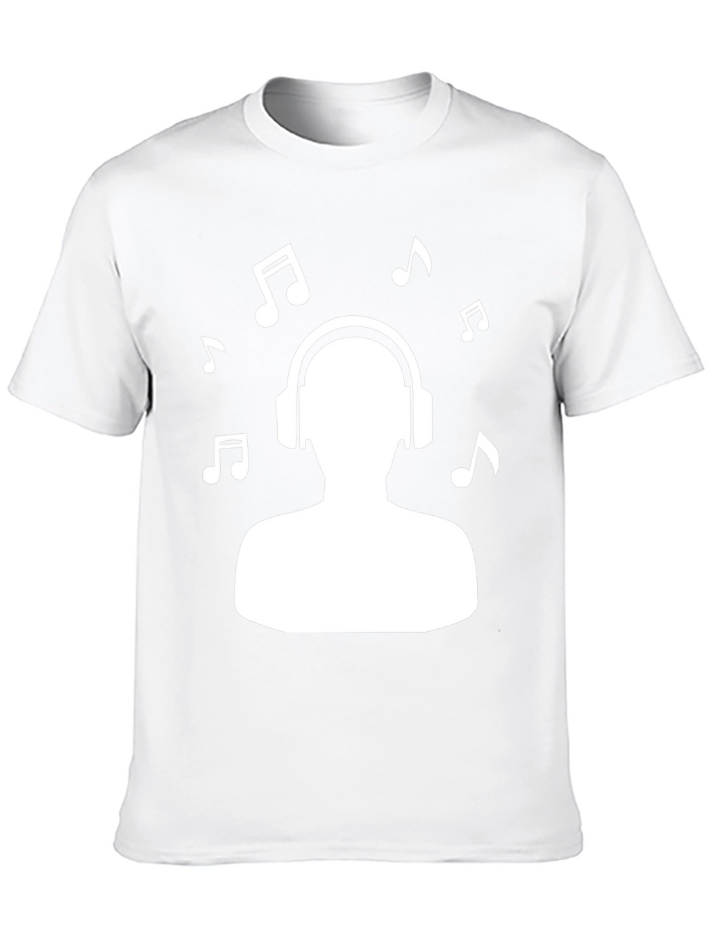 Music Lover Graphic Tee - Headphones & Notes Design