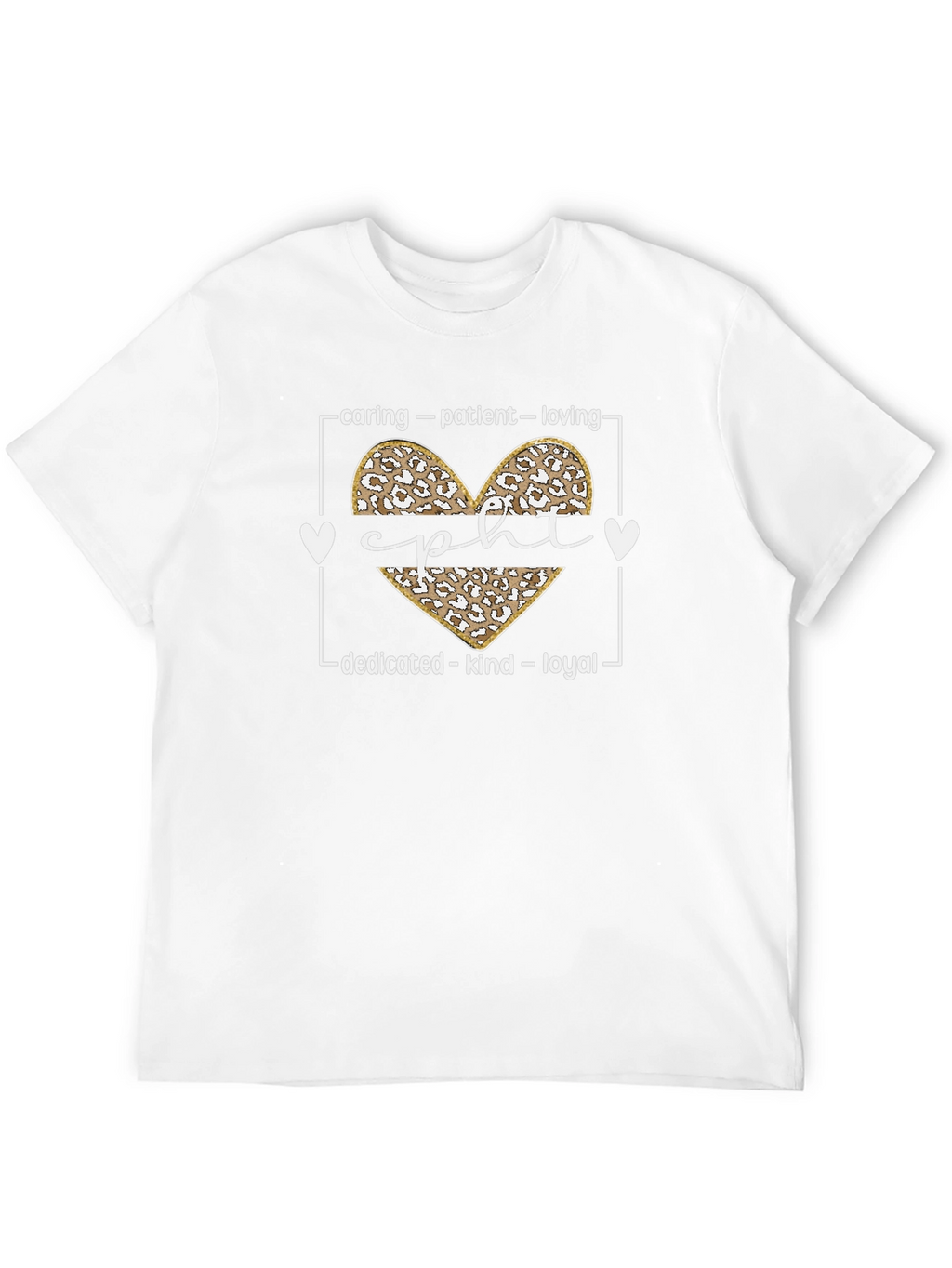 CPHT Leopard Heart T-Shirt - Caring Patient & Loving