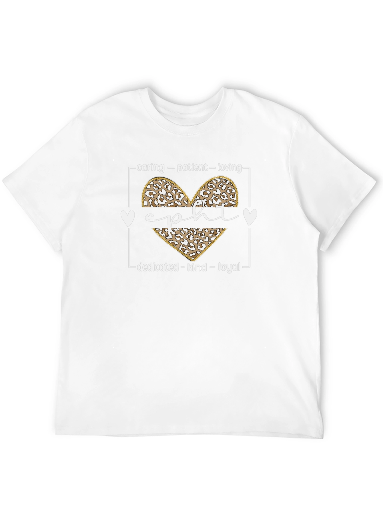 CPHT Leopard Heart T-Shirt - Caring Patient & Loving