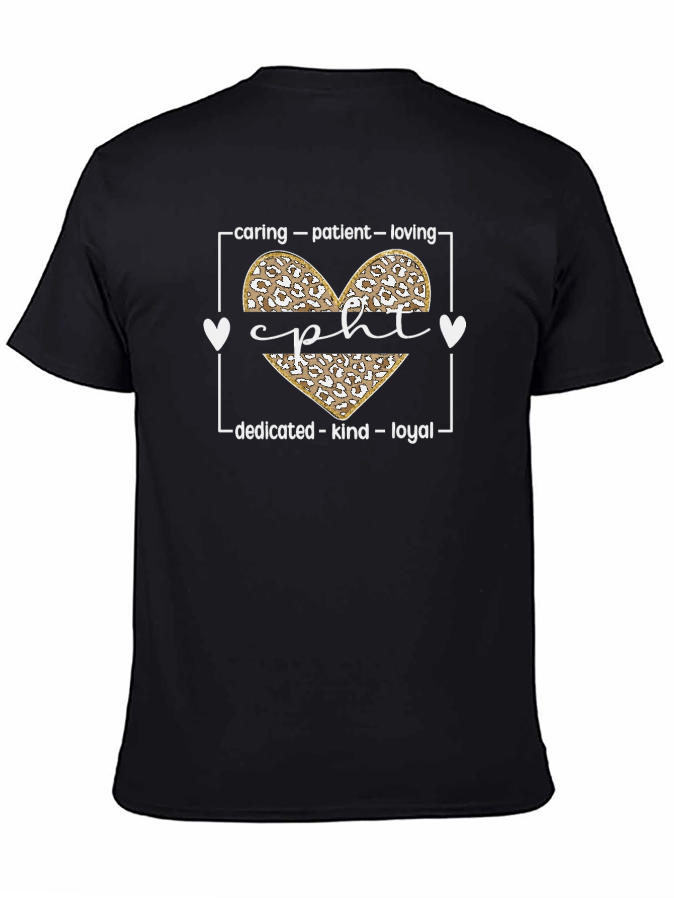CPHT Leopard Heart T-Shirt - Caring Patient & Loving
