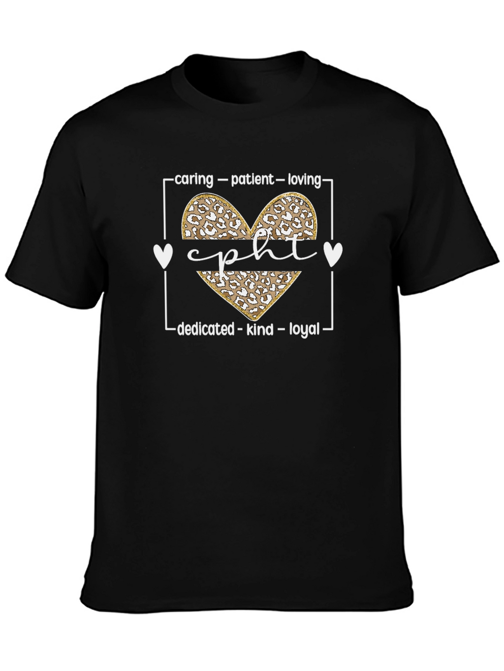 CPHT Leopard Heart T-Shirt - Caring Patient & Loving