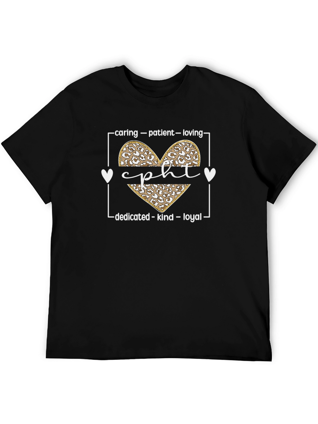 CPHT Leopard Heart T-Shirt - Caring Patient & Loving