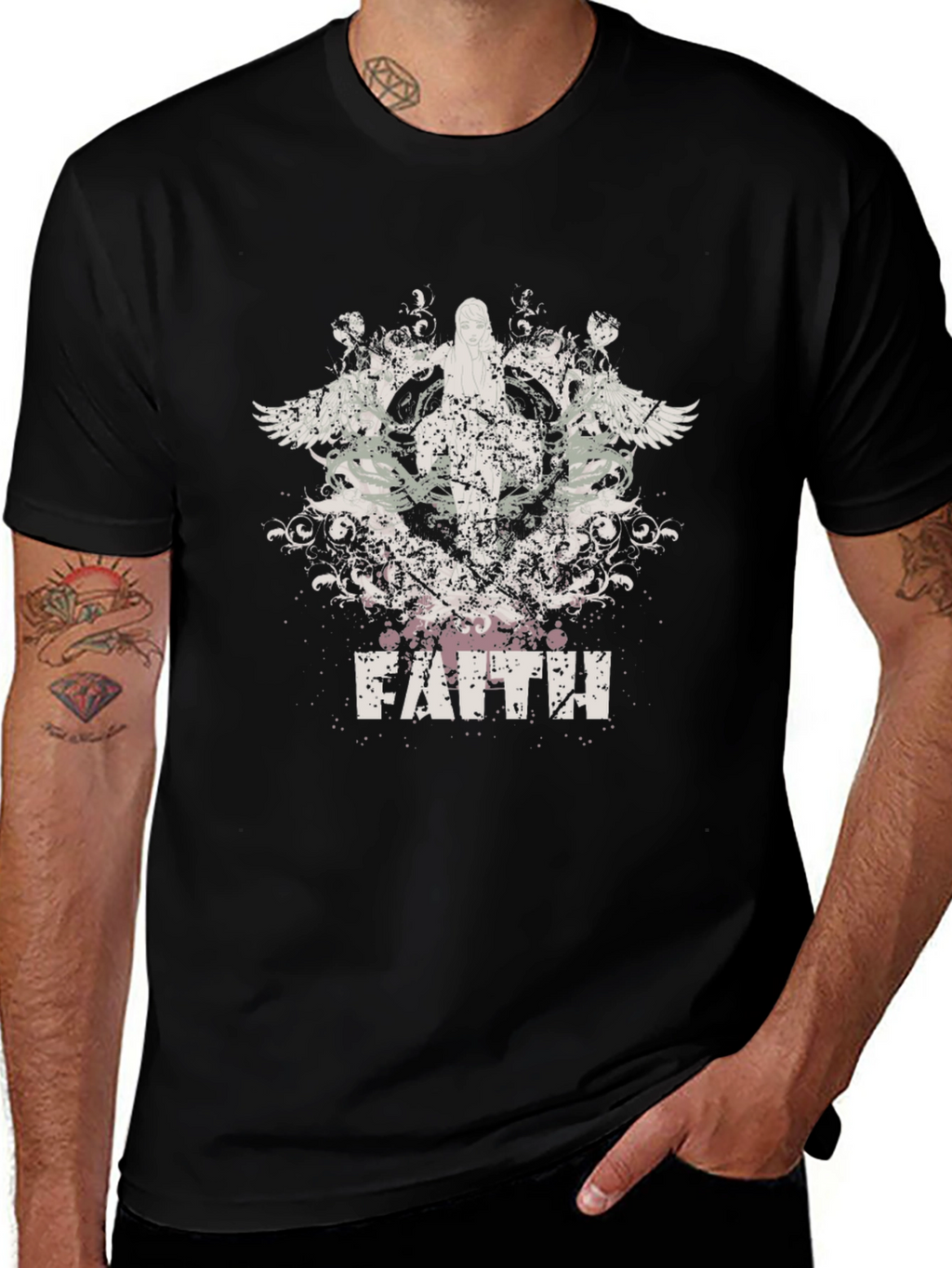 Faith Graphic Print Black T-Shirt