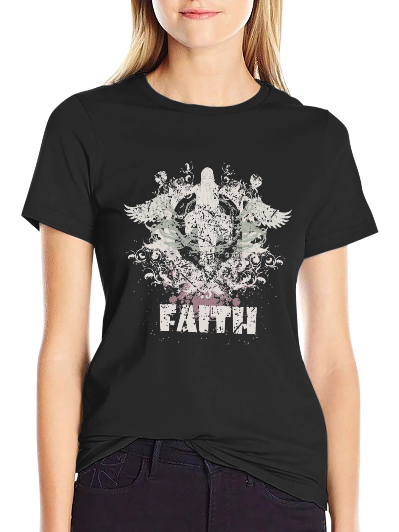 Faith Graphic Print Black T-Shirt