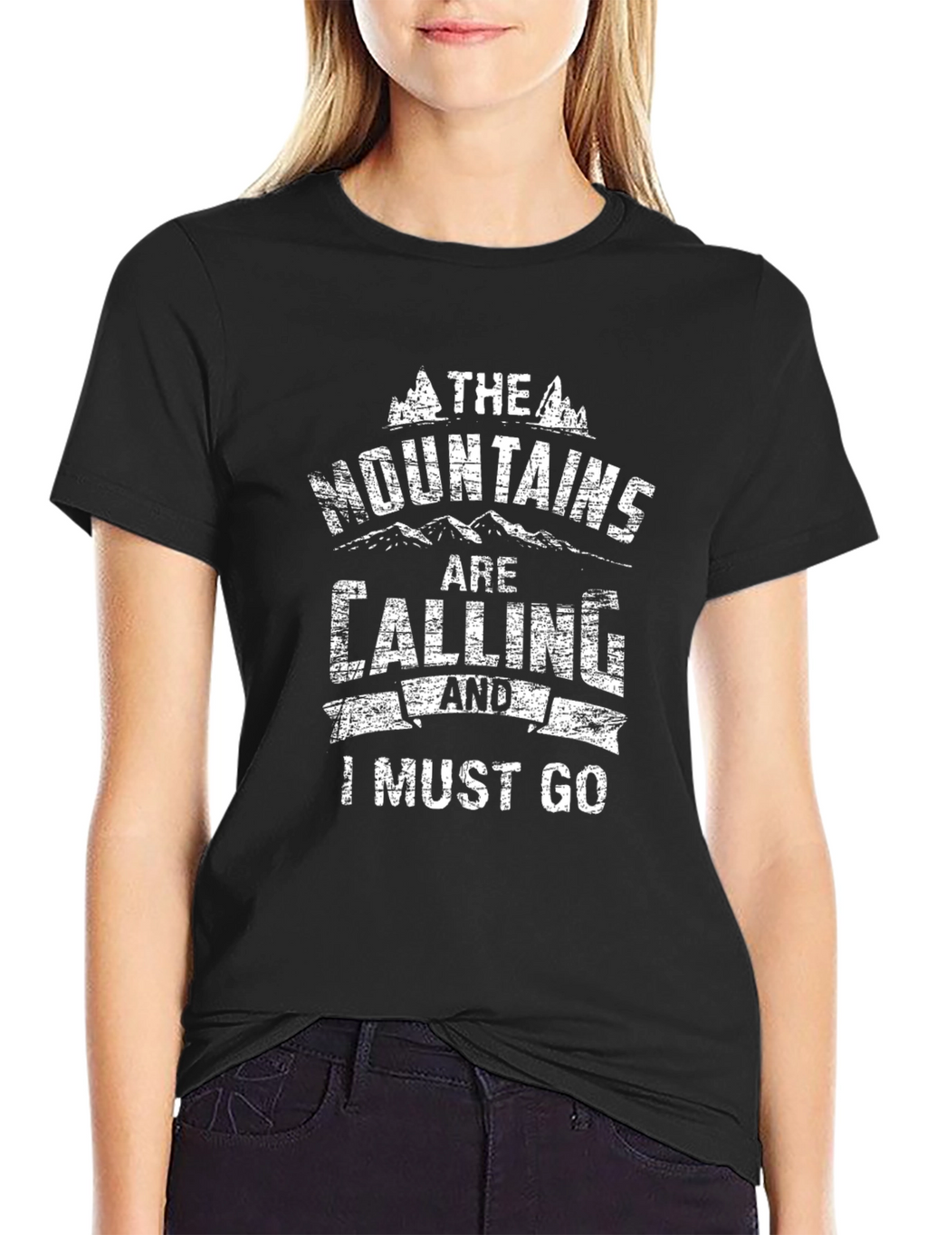 Mountains are Calling Graphic Tee - Black
